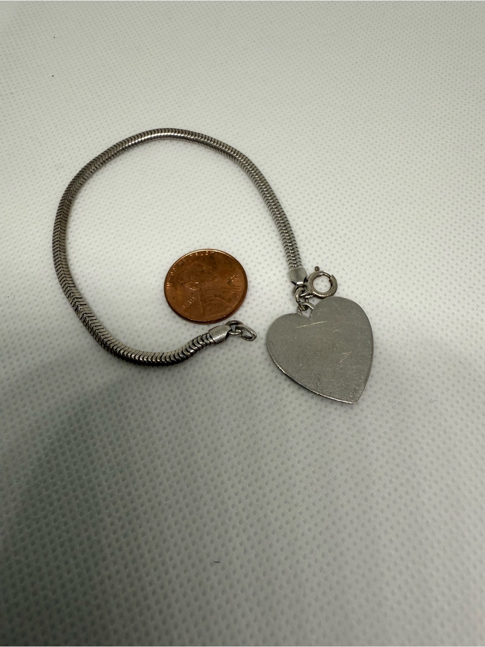 Sterling silver 925 Heart Pendant Snake Chain Bracelet - sterling silver 925